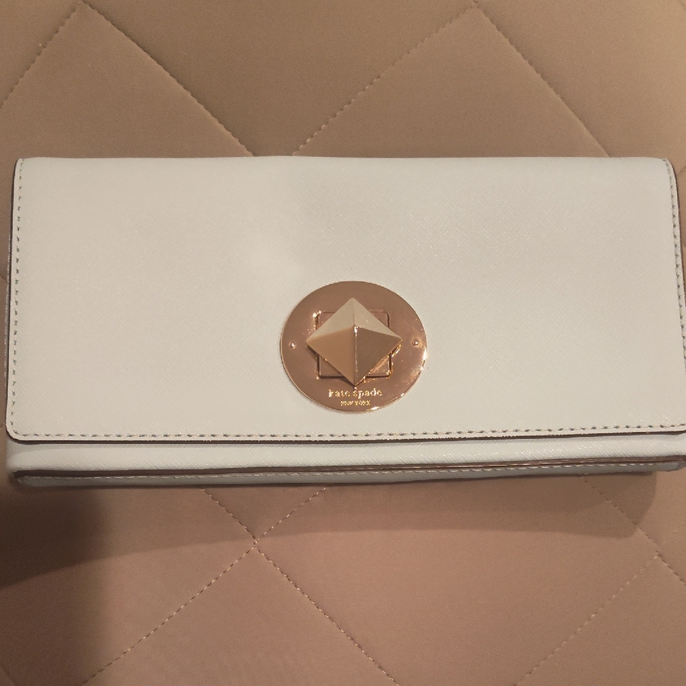 Kate Spade Cream Wallet with Gold Detail